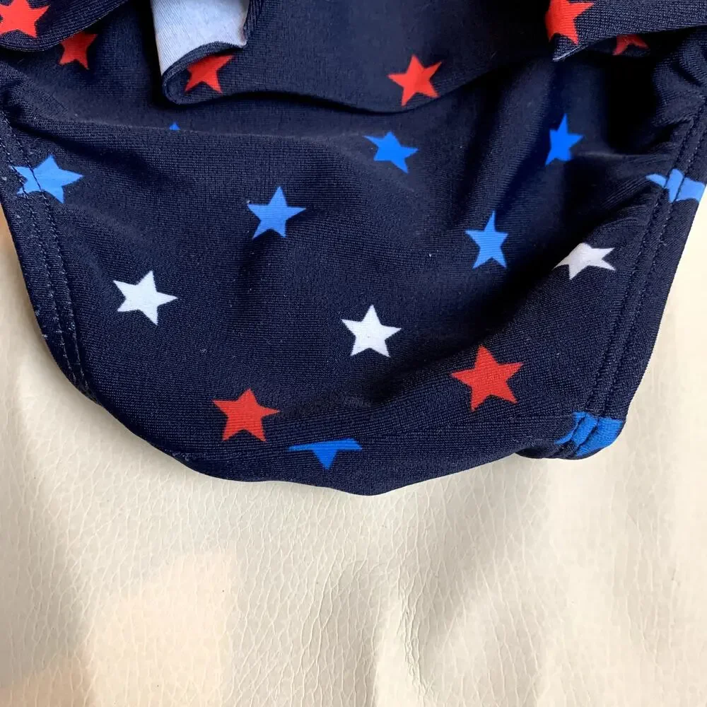 Baby Gap Blue Ruffle Star Print Peplum Swimsuit 4th July Baby Girl 12-18 Months